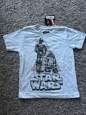 Star Wars White Kids Short Sleeve Tee with C-3PO & R2-D2 Graphic